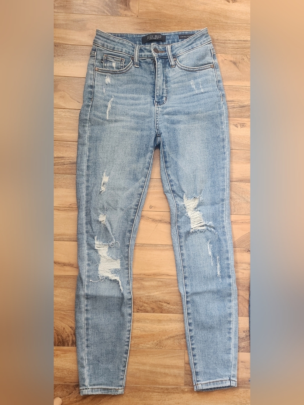 Judy bkue Control Top,Light Blue Distressed Women’s Jeans S9zw 24/0